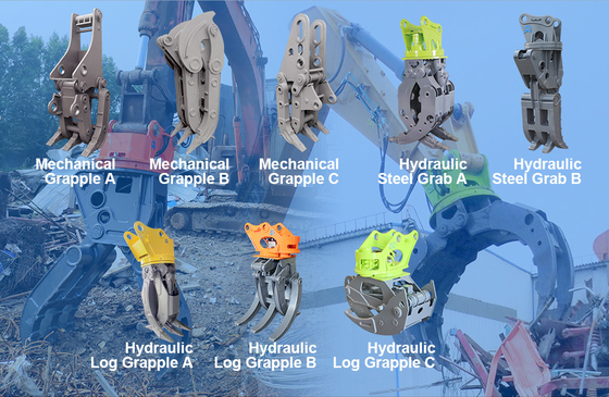 Cor de grande resistência do amarelo de Hydraulic Rock Grab da máquina escavadora do aço 1.2m