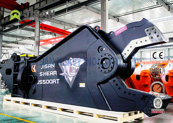 Máquina escavadora Scrap Hydraulic Shear para desmontar os carros de 60 toneladas para a construção de aço